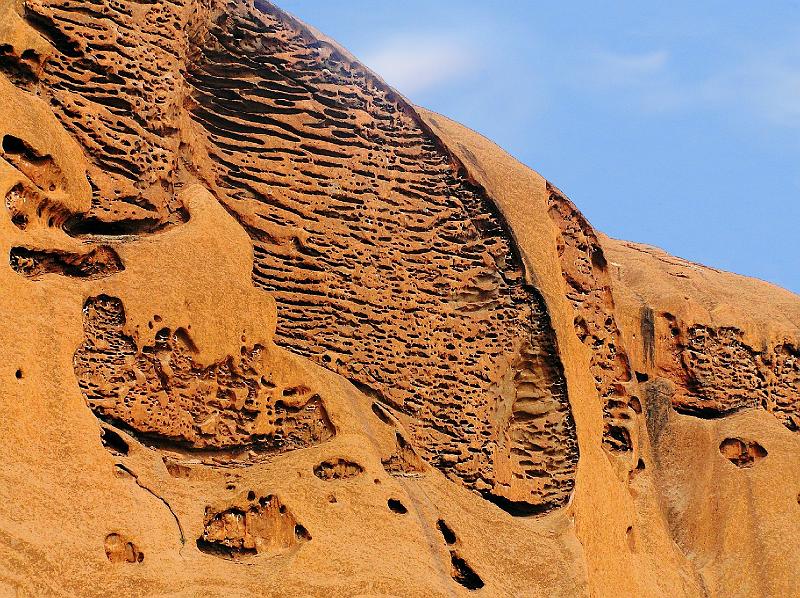 uluru10.jpg - Der 1336 km² große Nationalpark, in dem neben dem Uluru auch die benachbarten Kata Tjuta (die Olgas) liegen, gehoert zum UNESCO-Weltnatur- und Weltkulturerbe.