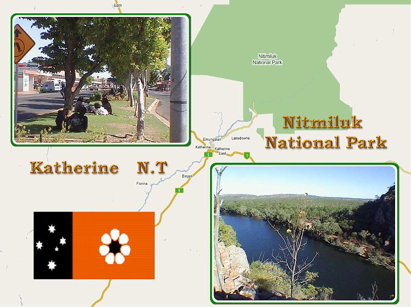 Katherine.jpg - Der Nitmiluk-Nationalpark (früher Katherine-Gorge-Nationalpark) ist ein 1989 gegründeter, 2921 km² großer Nationalpark in der australischen Verwaltungseinheit Northern Territory, 244 km südöstlich von Darwin und 32 km nordöstlich von Katherine. Im Norden grenzt der Park an den Kakadu-Nationalpark.